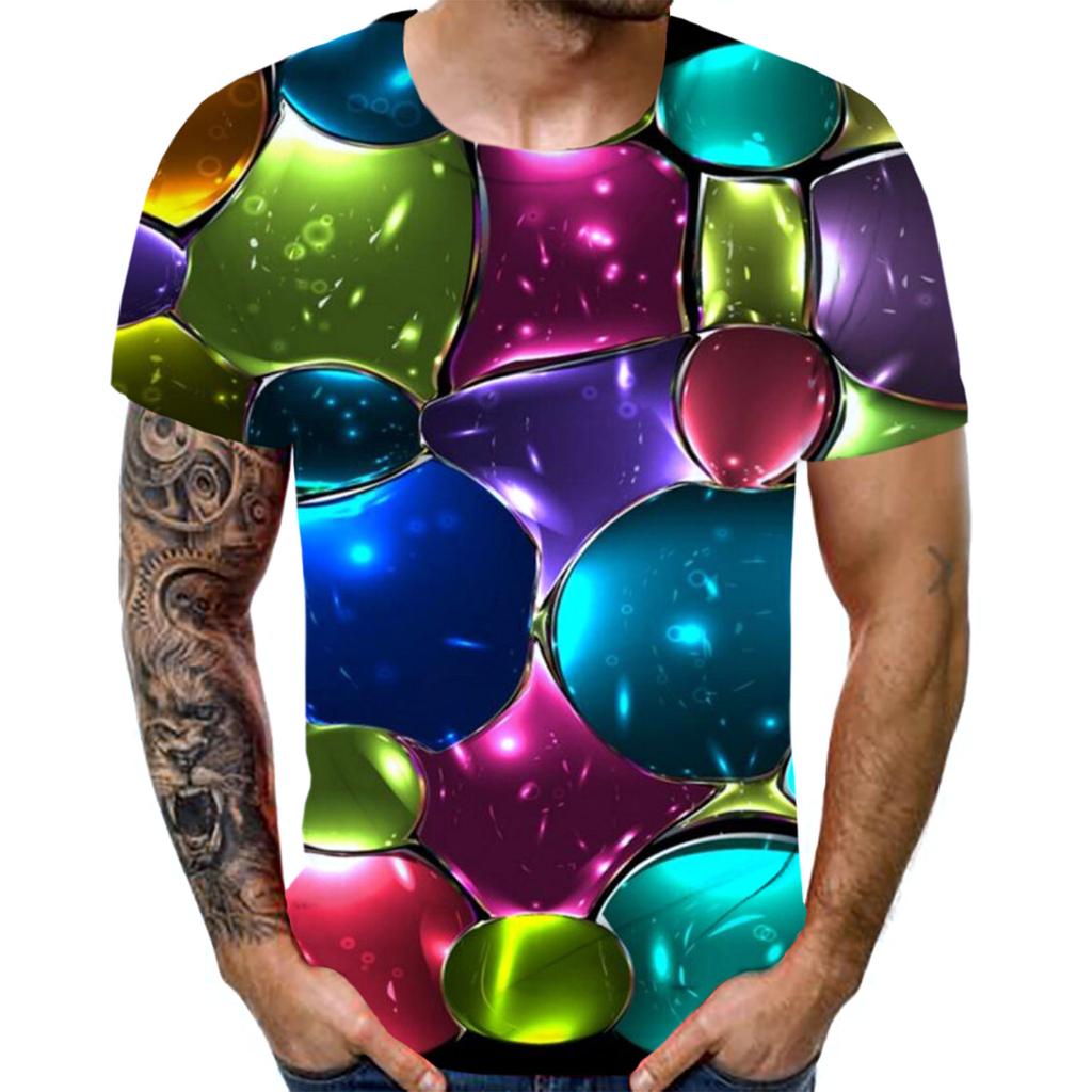 Men's Fashion Casual Loose 3D Cool Printing Round Neck Pullover T-Shirt Top