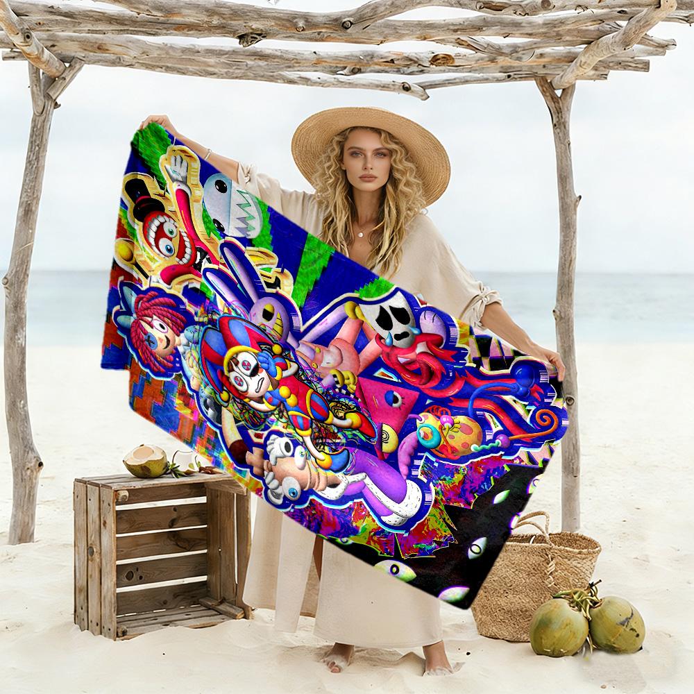 The Amazing Digital Circus Game Beach Towel Quick-Dry Soft Microfiber Comfortable Lightweight Suitable for Swimming, Gym, Camping, Yoga Vacation