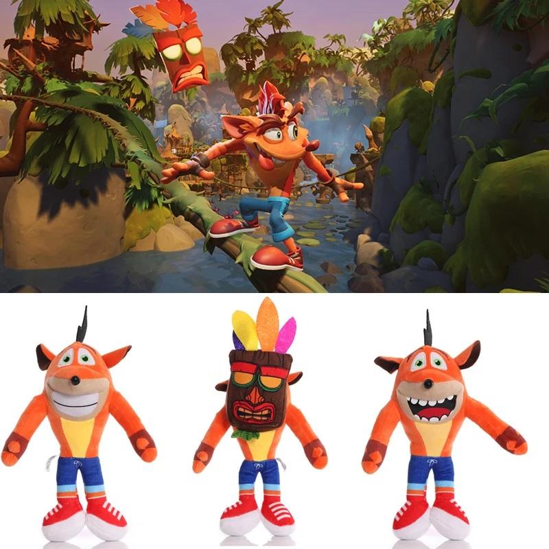 Game Crash Bandicoot Plush Toy Stuffed Animal Cartoon Wolf Aku Aku Plushie Soft Doll Children Birthday Halloween Christmas Gift