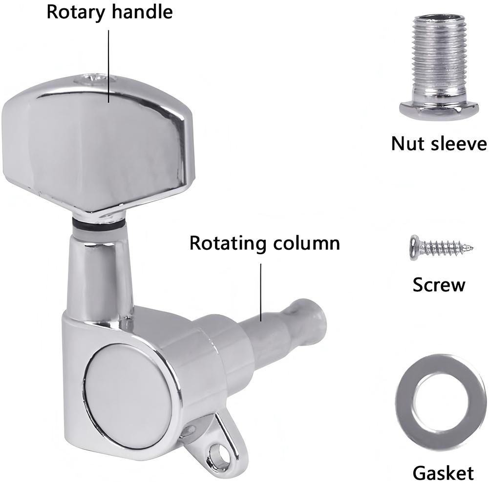 6 Pcs Chromium Gear Electric Guitar Tuners with Tools Guitar Tuners Machine Heads Tuning Keys for Acoustic Or Electric Guitar