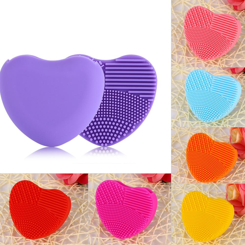 7Colors Makeup Brush Cleaner Silicone Heart Glove Cleaning Cosmetic Board Washing Scrubber