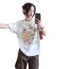 American Cartoon Printed Large Size Fat MM Short-sleeved T-shirt Women's Summer Loose Ins Trendy Brand Casual Couple Half-sleeved Top
