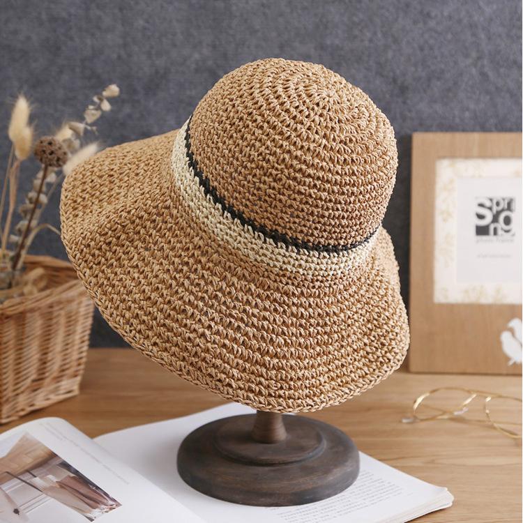 Bucket Hat Flower Versatile Summer Hat Women Beach Outing Shading Sun Protection Straw Hat Woven Material