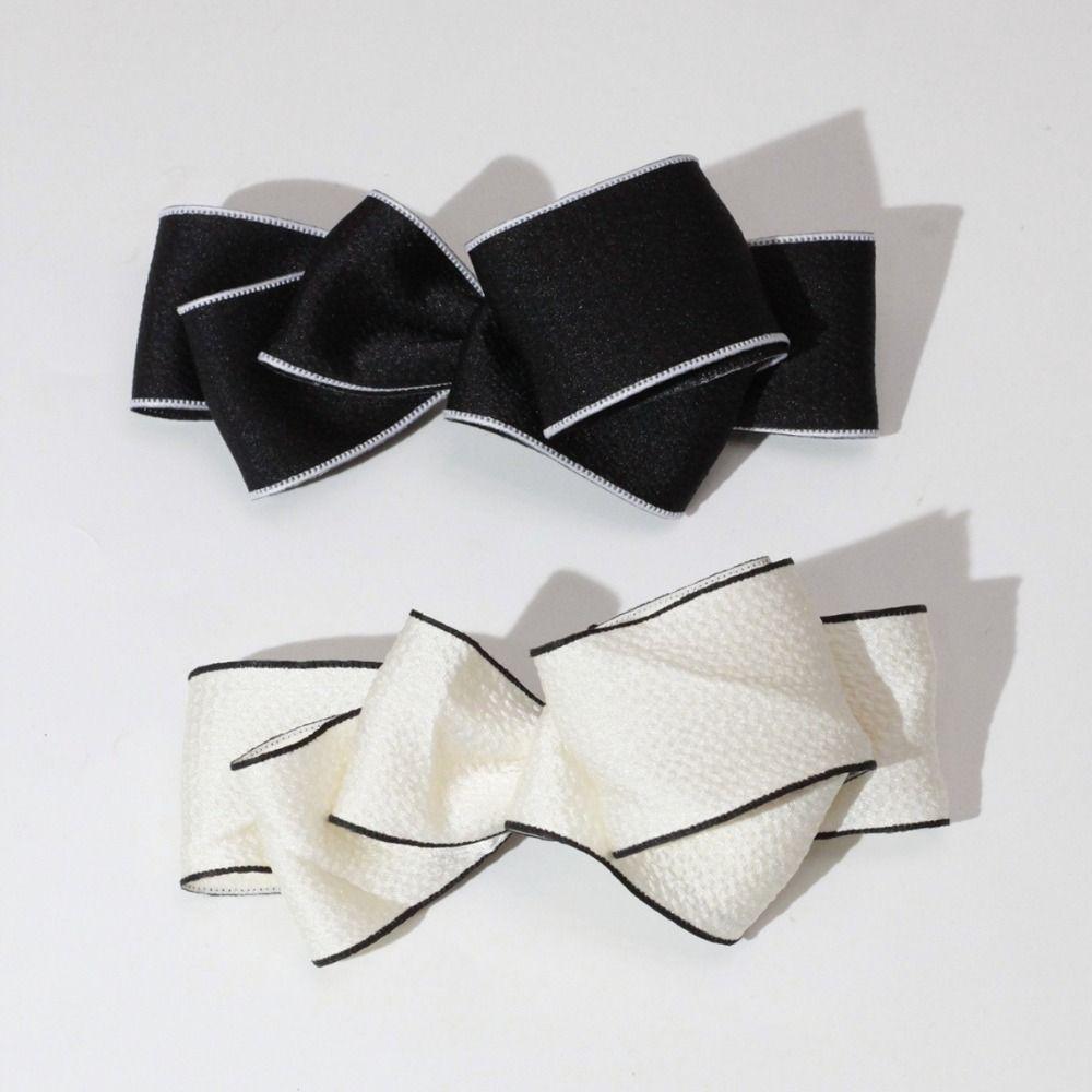 Black White Ponytail Hair Clip Charming Headwear New Imitation Bow Hairpin Women Girls