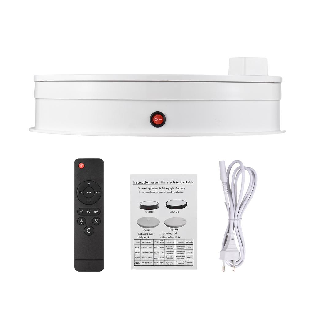 30cm Motorized Display Stand 360 Degree Rotating 60kg/132lbs Load Capacity Turntable with LED Light and Remote Control