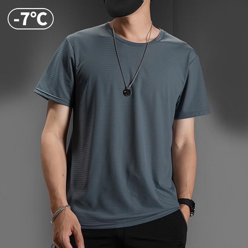 Men's Quick-Dry Ice Silk Mesh T-shirt - Breathable, Lightweight, Short Sleeve for Summer Sports