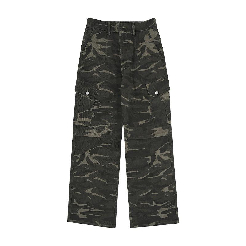 New Spring and Summer Paratrooper Camouflage Overalls for Men Straight Loose Multi-pocket Trousers