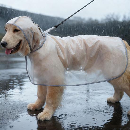 Průhledný psí pláštěnka Vodotěsné pončo pro mazlíčky Pláštěnka s kapucí s otvorem na vodítko pro štěňata Malé až velké psy
