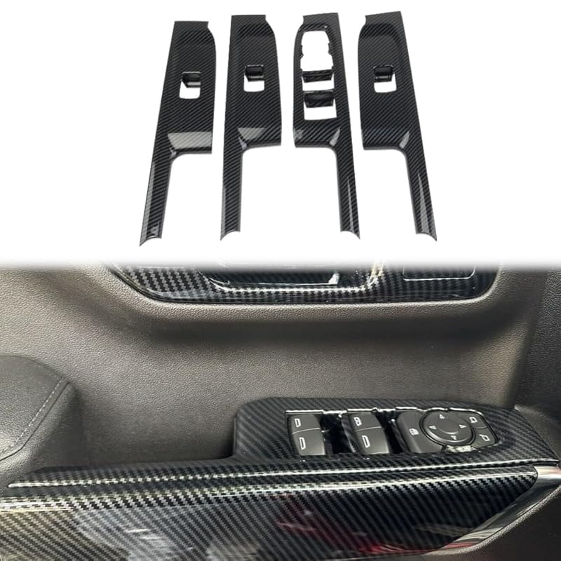 Carbon Fiber Window Lift Switch Panel Cover Trim for 2019-2025 Chevy Silverado 1500/GMC Sierra 1500 for 2020-2025 Sierra/Silverado 2500 3500 HD