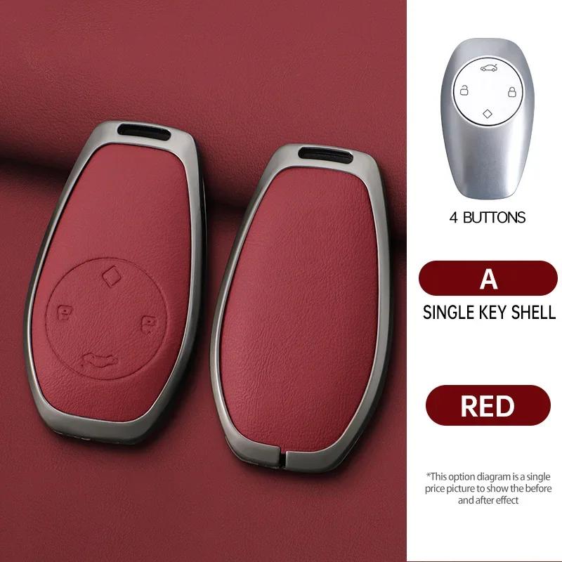 Zinc Alloy Genuine Leather Auto Smart Key Fob Cover Case Protect Housing Bag Fit For Leapmotor T03 S01 C11 4 Button Auto Accessories