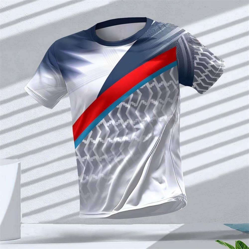 Fashionable gradient geometric pattern 3D printed sports T-shirt