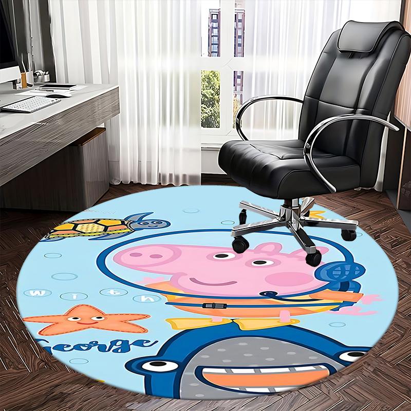 Peppa Pig George Underwater Adventure Chair Mat - Round Carpet Home Decor, Office Gift, Suitable for Bedroom, Living Room, Various Rooms0271b