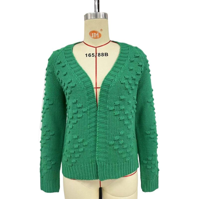 IHUASU Autumn and Winter Women's Knitted Three-dimensional Pattern Cardigan Jacket Sweater