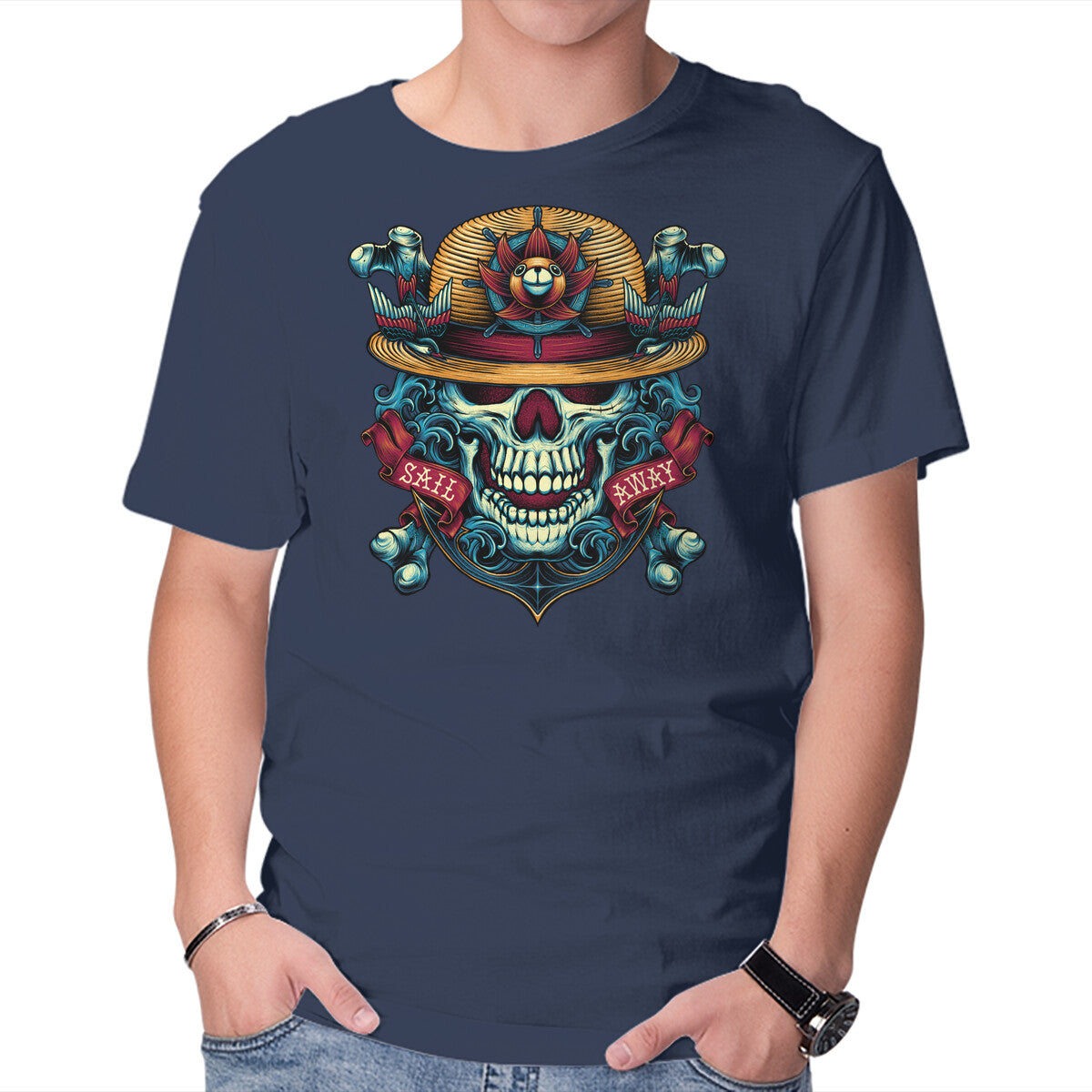 Unisex Crew Neck T-Shirt Sail Away Graphic Short Sleeve Casual Tee S