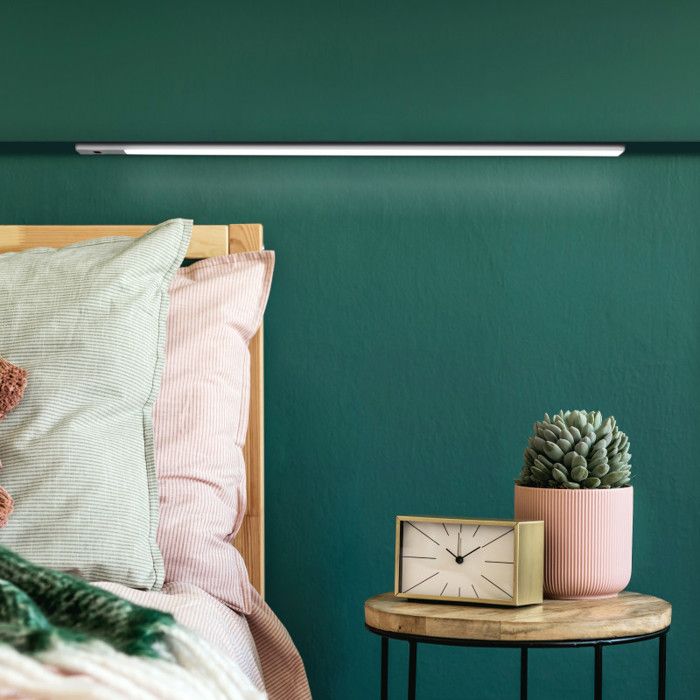 Emuca Luminaire LED Kaus rechargeable par usb avec switch, L 240 mm, Anodisé mat, Plastique et Aluminium