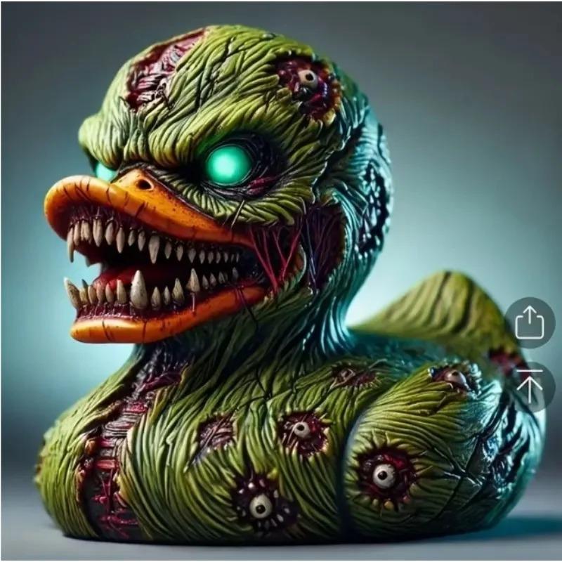 Halloweenská rozverná hororová pryskyřičná figurka kachny, Vlkodlačí čarodějnická mutantní kachna, Ideální pro vánoční, velikonoční, díkůvzdání dekoraci