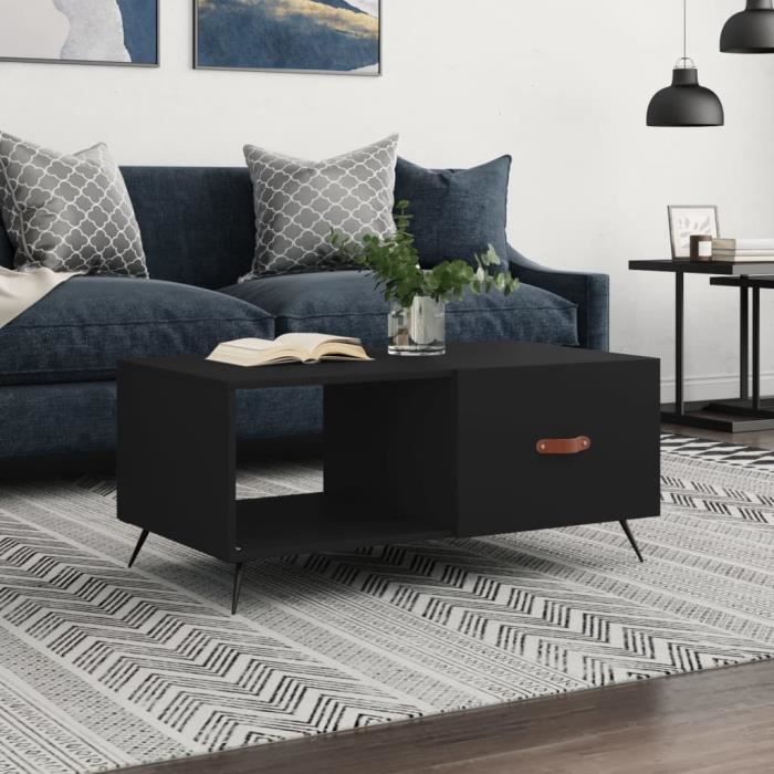VidaXL Table basse noir 90x50x40 cm bois d'ingénierie 829181