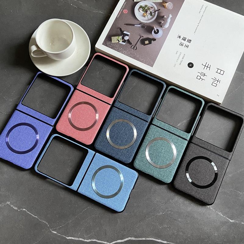 Fabric Cloth Texture Magnetic Case for Motorola Moto Razr 60 50 Ultra 40 5G 2022 2020 Shockproof Mag-safe Wireless Charge Cover