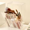Front Flap Lid Makeup Brush Holder Clear Cosmetic Brush Storage Box Acrylic Makeup Brush Holder Slant Desk Makeup Tool Container