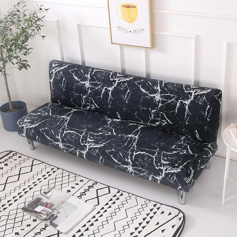 Armless Futon Sofa Bed Cover Stretch Folding Sofa Cover Living Room Without Armrests Removable Washable 3 Seater Sofa Slipcover