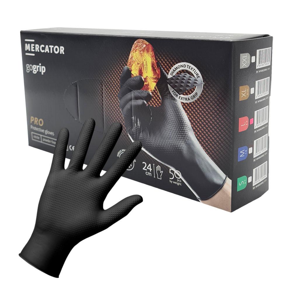 Nitrile Gloves Black Mercator Gogrip 50 Pcs
