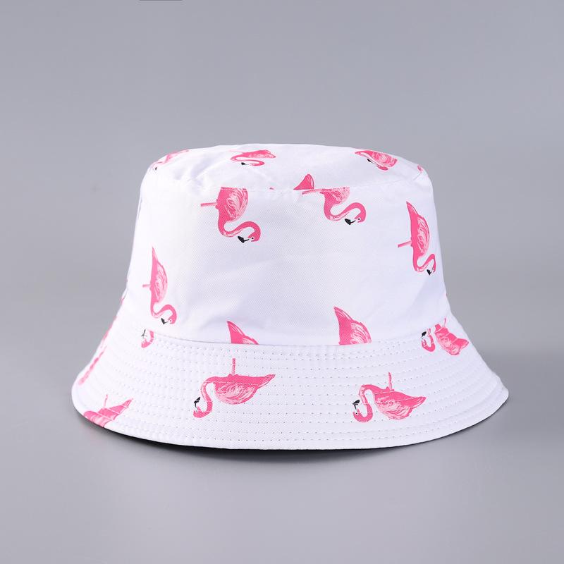 Flamingo Printed Bucket Hat European and American New Small Edge Basin Hat Double-sided Can Be Worn