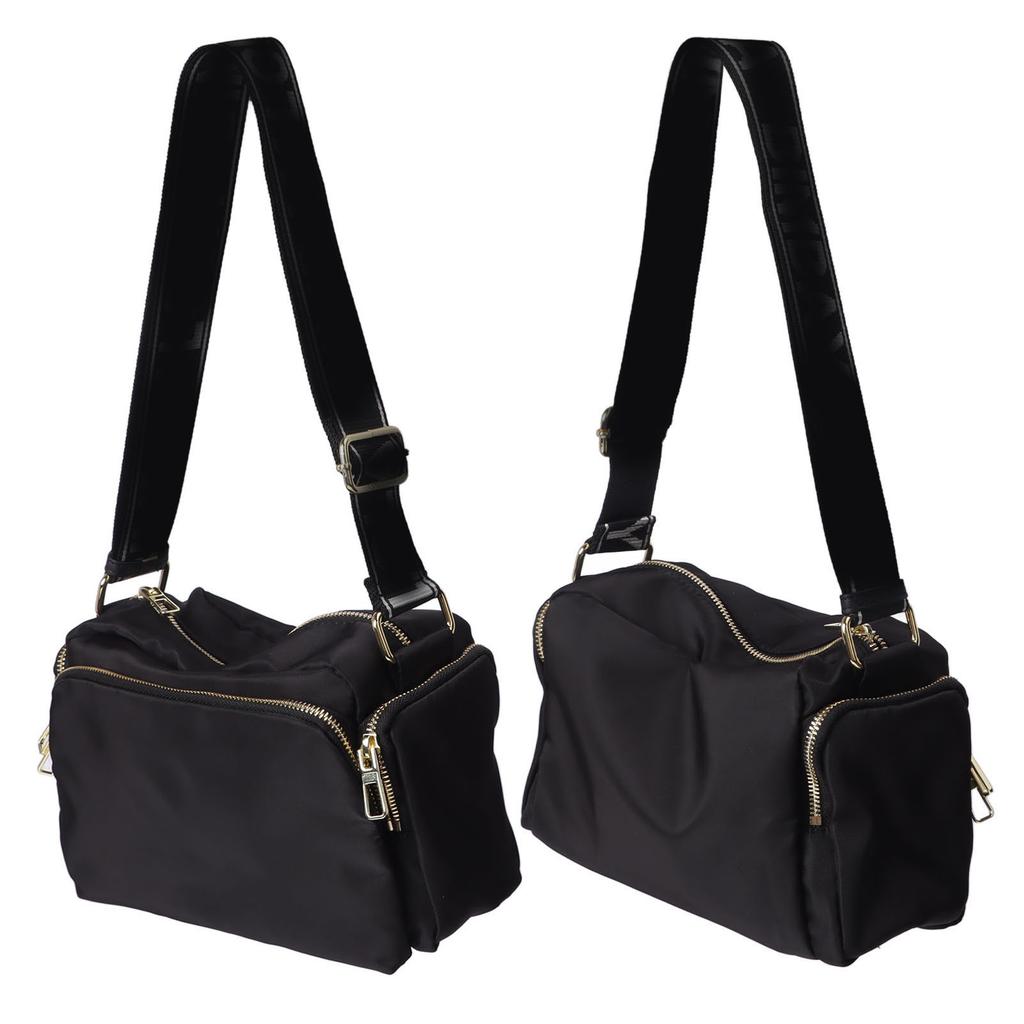Single Shoulder Bag Golden Mark Black Strap with White Letters Fashion One Strap Messenger Bag Black Free Size