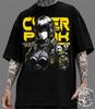 Cyberpunk Animeflicka T-shirt: Futuristisk Robotdesign