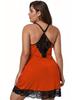 Plus Size Loose Deep V Lace Trim Sexy Lingerie Camisole Sleepwear Nightgown for Women