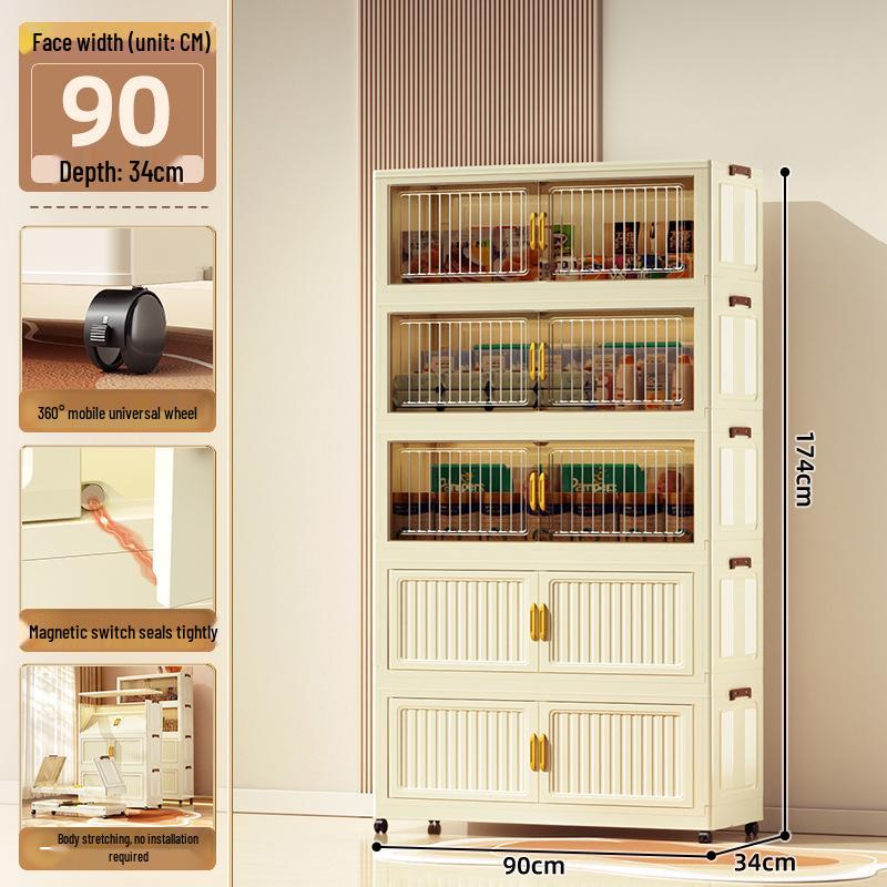70-90cm No-Install Folding Storage Cabinet for Home, Living Room, Bedroom, Multi-layer Wardrobe, Sundries Organizer.