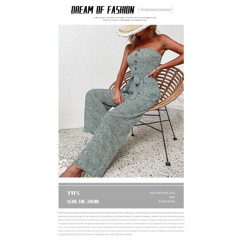 Women's Tube Jumpsuits Tied Wide-leg Pants