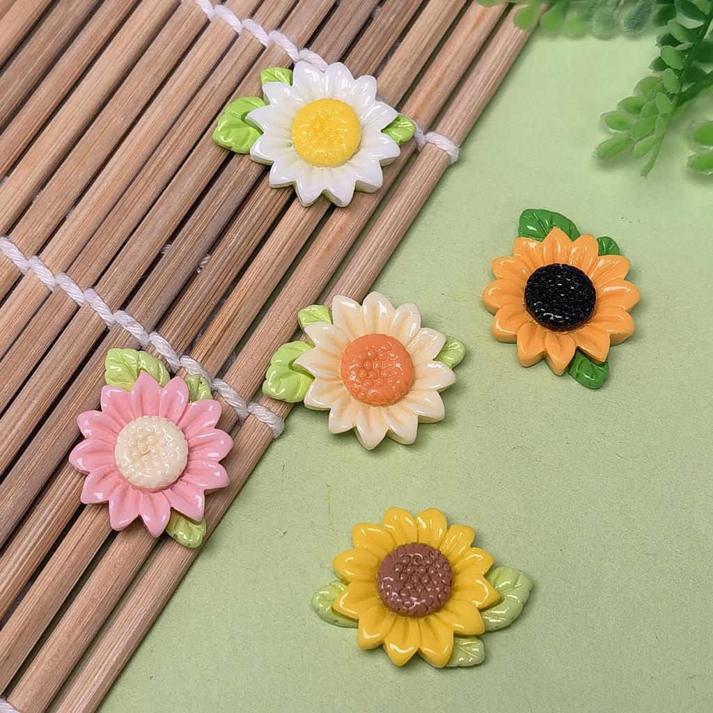 Sunflower Resin Flatback Cabochons Yellow Floral Embellishments for DIY Jewelry Hair Clips Scrapbooking Crafts Decoration