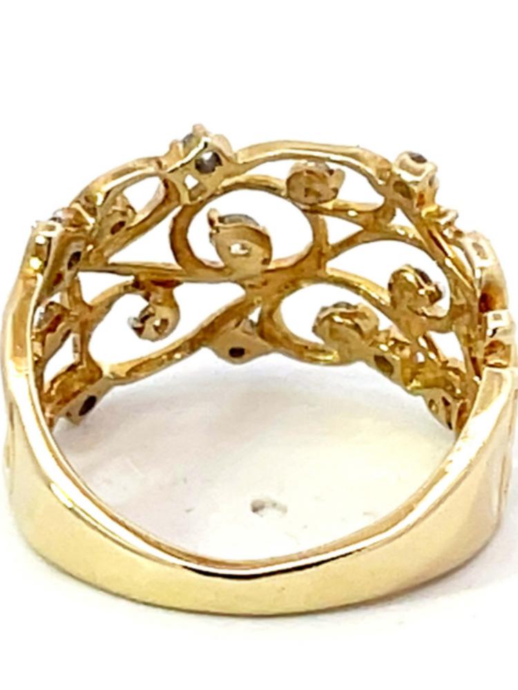 Vintage Gold Color Luxury Women's Ring Creative Wide Fine Imitation Crystal   Line Jewelry Accessories