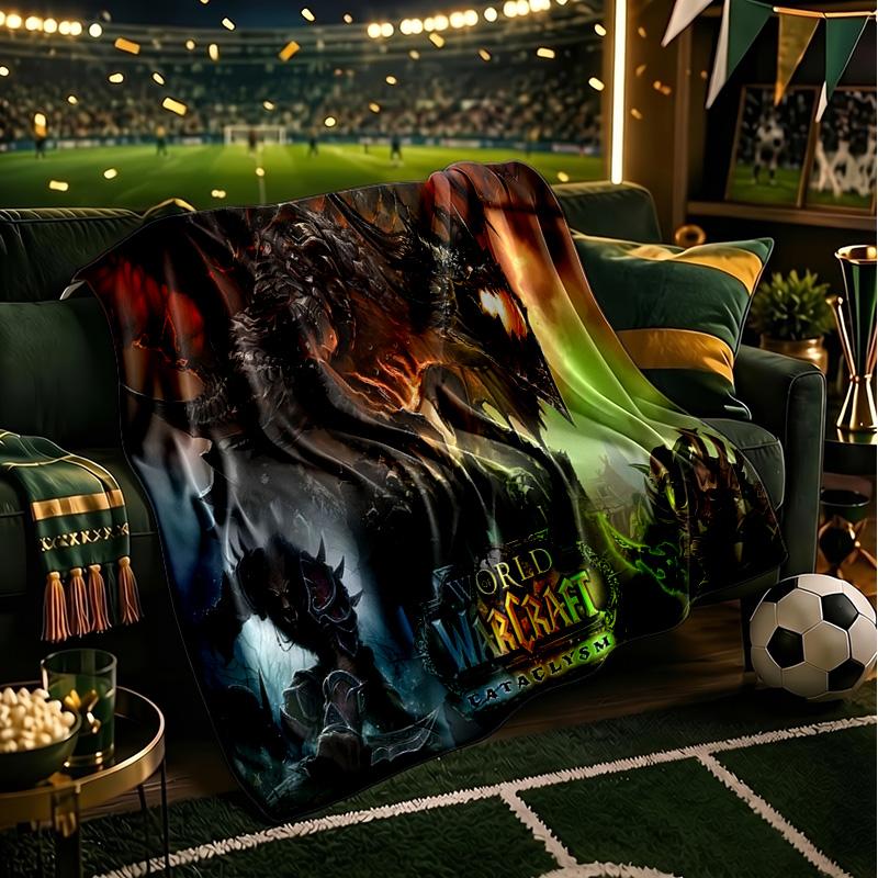 Dragon's Fiery Warcraft game Throws Blanket Flannel Blankets Plush for Couch Bed Gifts for Men Women Travel picnic blanket Christmas fan gifts