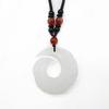 Antique Afghan White Jade Universe Good Luck Pendant with Recurrent Pattern Sweater Chain