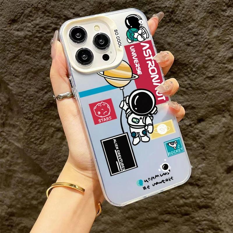 Cartoon Astronaut Design TPU Basic Case for iPhone 17 Air 16 Pro 15 14 13 12 11 Pro Max XS X XR 7 8 Plus Matte Hard Back Cover