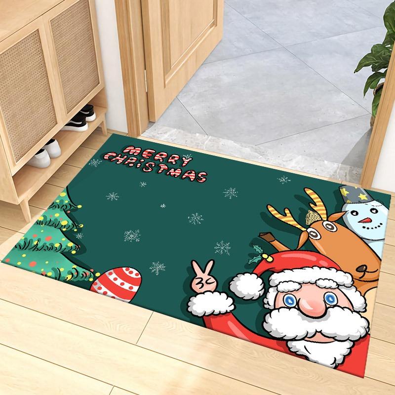 

Christmas Santa Carpet Mat Rug Gift Bag Snowflake Home Decoration Festive Entryway Floor Mat with Merry Christmas Design 40X60CM