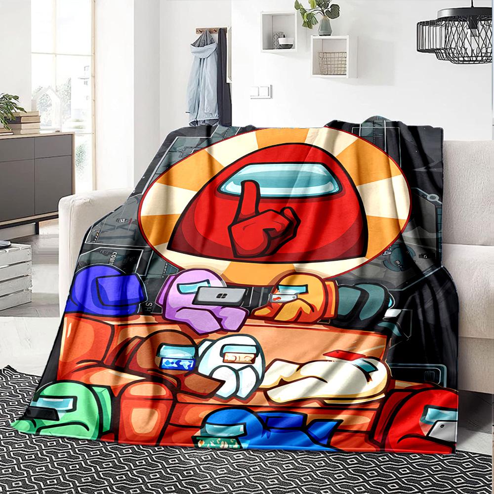 1pc Blanket - Among Us Print Design,Lightweight Blanket for Sofa,Bed- Soft &Warm,Gift for All Seasons