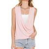 Women's Sleeveless Flattering Wrap Blouse with Hem for Casual Summer Wear