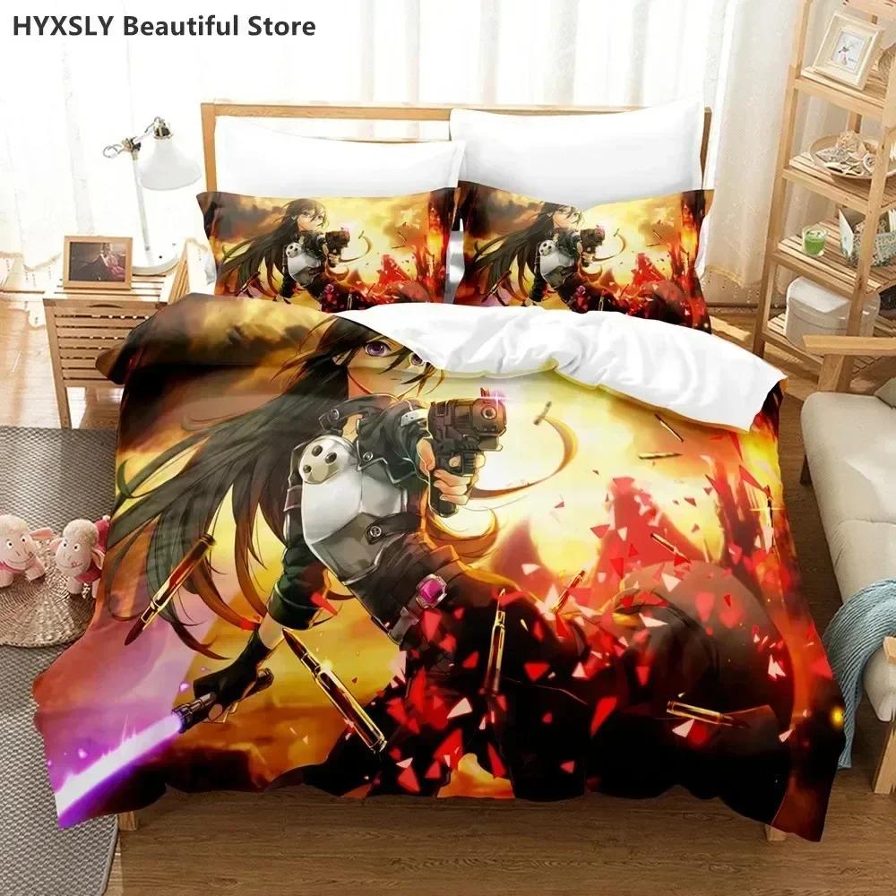 Fashion Sword Art Online Bedding Set 3D  Polyester Quilt Cover Pillowcases Queen King For Kids Gift  Duvet Cover Sets