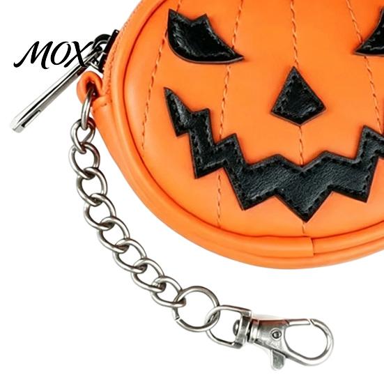 Mała Dynia Portmonetka Mini Portfel Breloczek, Halloweenowa Torebka Portfel Zawieszka, Sztuczna Odpinana Wisząca na Plecaki Skórzany Uchwyt na Monety Karty,