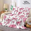 Pink Bow Heart Doodle Flannel Blanket Warm Soft Halloween Christmas Decorative Couch Warm Cozy All-Season Gift