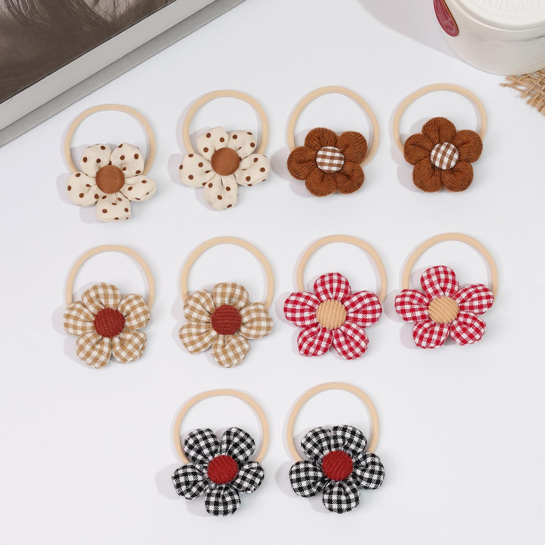 

10 шт./набор Милые резинки для волос для девочек, Детские резинки для волос с цветами, Эластичные резинки, Держатели для хвостиков, Резинки для косичек, Аксессуары для волос