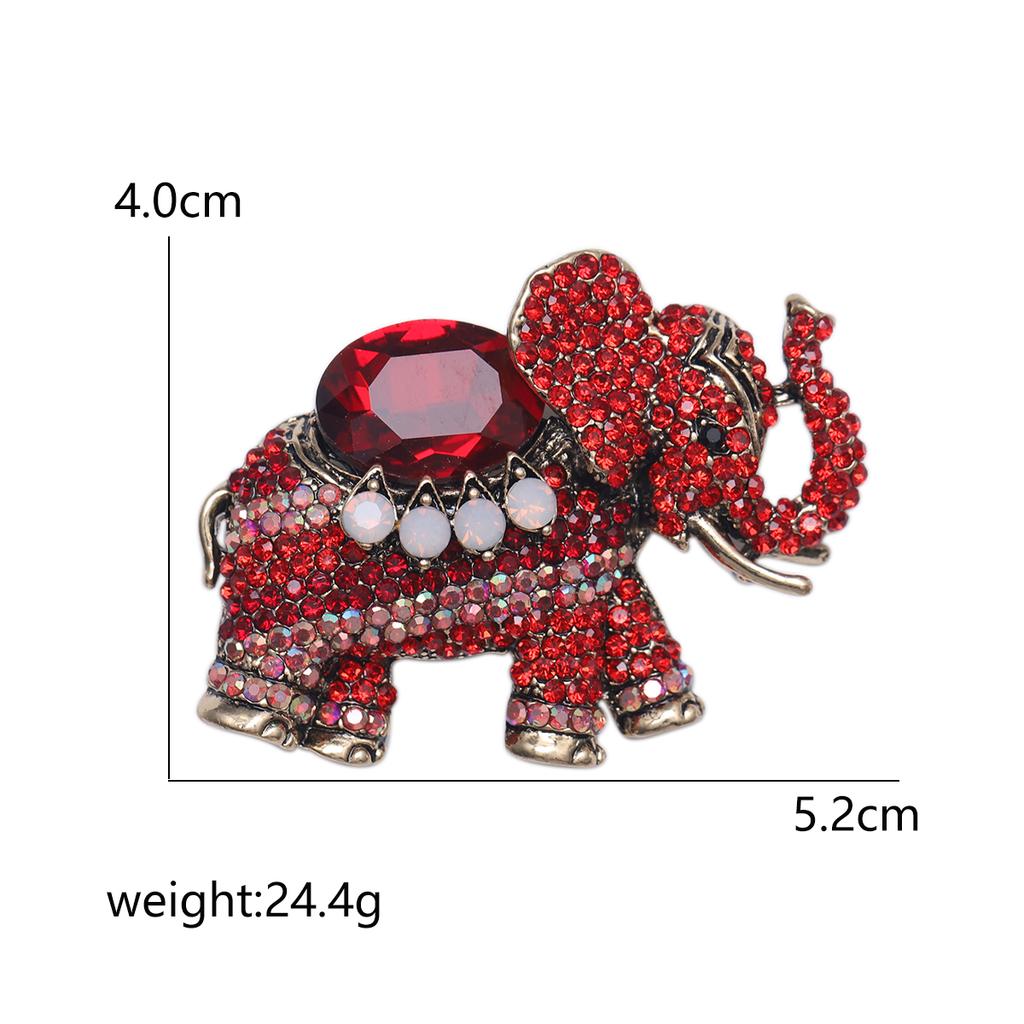 Rhinestone Elephant Brooch for Women Unisex Glass Animal Pin Mammoth Lapel Pins Banquet Party Backpack Gifts Jewelry Accessories