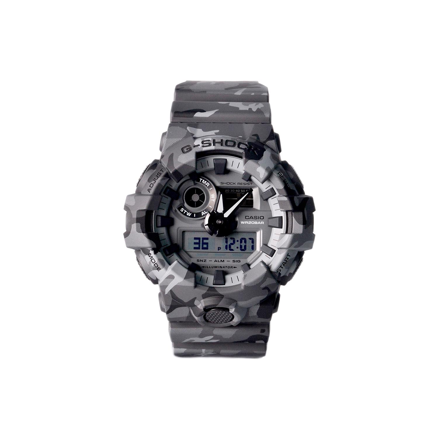 CASIO Мужские Часы Серия с Жидкокристаллическим/Аналоговым Двойным Дисплеем Серые GA-700CM-8A GA-700CM-8A Camouflage