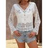 New Arrival Fashion Lace V-neck Single Breasted See-through Lace Crochet Cut Out Cardigan Long Sleeves Sun Protection Shirt for Air Conditioned Rooms