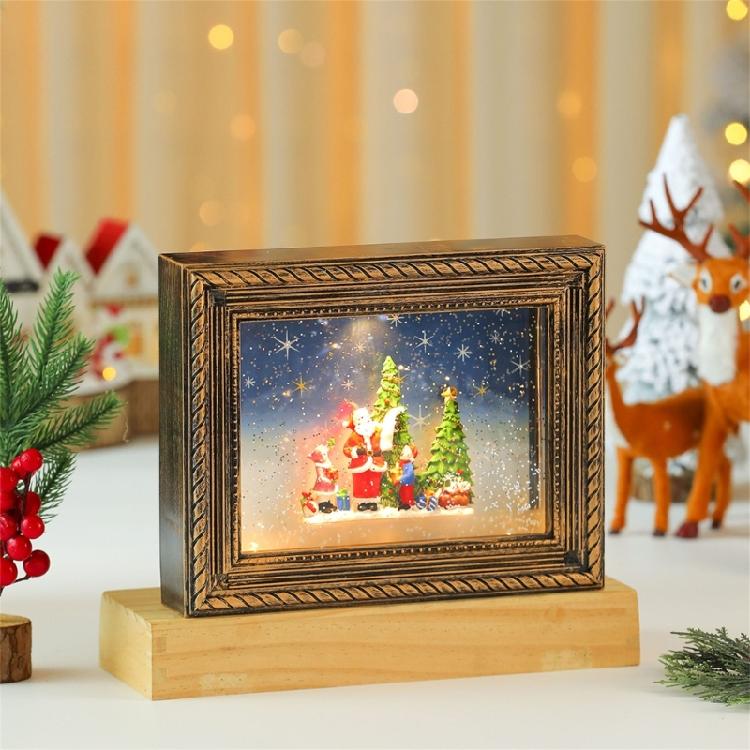 Seasonal Musical Picture Frame Feature Stmospheres LED Light Revolving Snowfalls And Durable Plastic Design