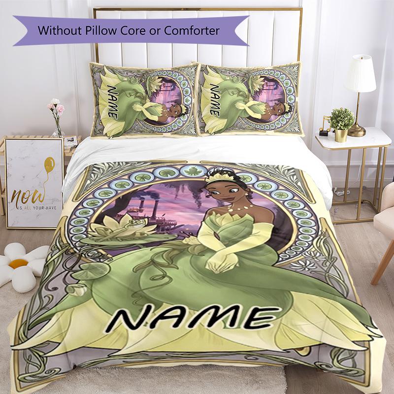 3pcs Princess5 Cover Set - Personalized Name, HD Printed Bedding with 1 Cover and 2 Pillowcases - Perfect for Home Decor, Easy Care