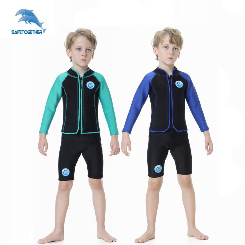 Kinder Taucheranzug 2,5MM Split Warm Badeanzug Jungen Mädchen Langarm Schnorcheln Surfen Quallen R009