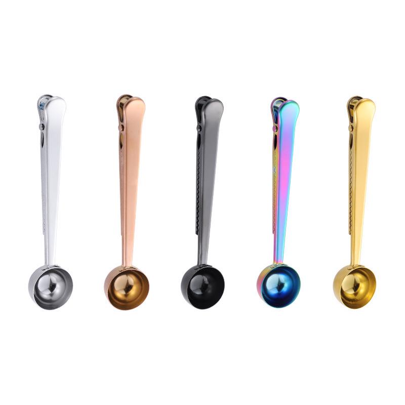 Stainless Steel Coffee Spoon & Sealing Clip - 2-in-1 Measuring and Milk Powder Spoon.
